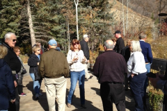 Wendy Hoenig speaking to the group about Sundance as we stood on bridge overlooking a flowing stream
